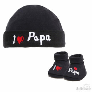 Mama & Papa Hat and bootee set (NB-3 Months) 
