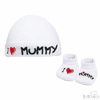 Mummy & Daddy Hat and Bootee set (NB-3 Months) 