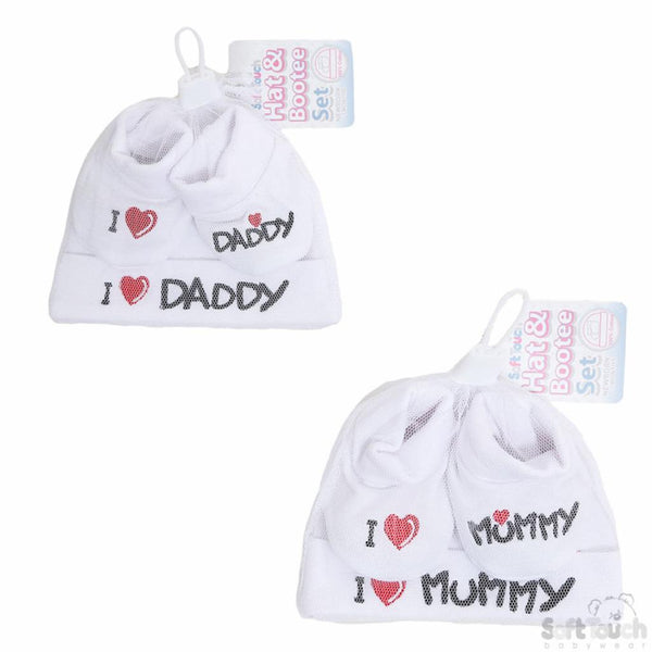 Mummy & Daddy Hat and Bootee set (NB-3 Months) 